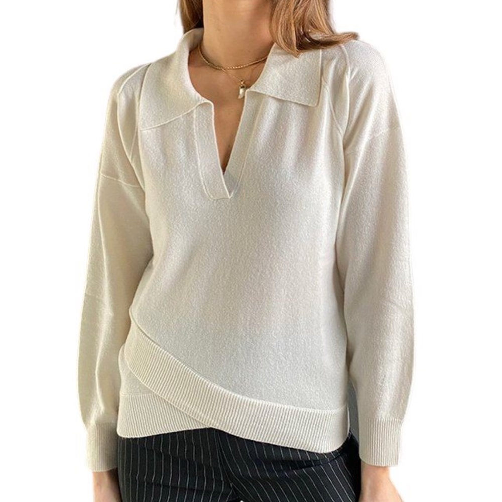 Charli London Polo Collar cashmere sweater in Ivory size S excellent condition